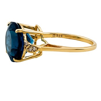 9ct Gold London Blue Topaz Ring size J